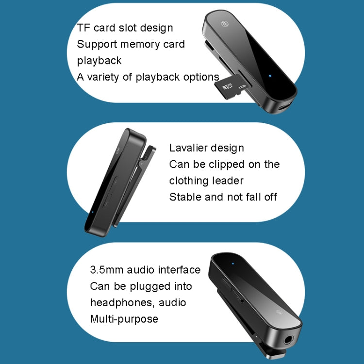 Y2 HiFi Bluetooth 5.3 Audio Empfänger Lavalier 3,5mm Audio Anruf Konverter Unterstützt TF-Karten Wiedergabe, Y2