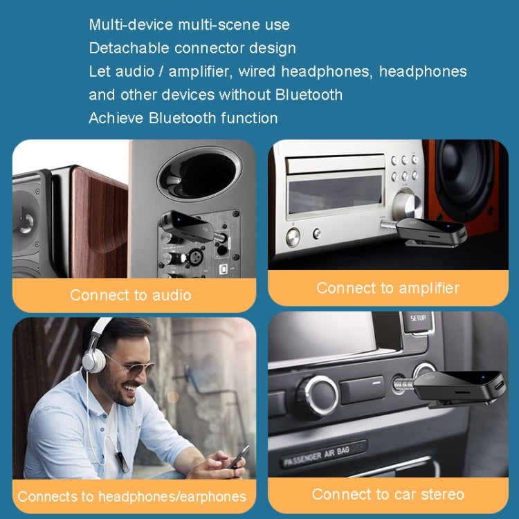 Y2 HiFi Bluetooth 5.3 Audio Empfänger Lavalier 3,5mm Audio Anruf Konverter Unterstützt TF-Karten Wiedergabe, Y2