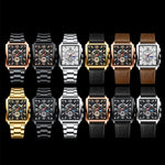 BINBONG B6575 Herren Vintage Quadrat Multifunktionale Wasserdichte Leuchtende Quarzuhr, Schwarz-Roségold-Schwarz-Rosé, Schwarz-Schwarz-Schwarz-Weiß, Schwarz-Schwarz-Schwarz-Rosé, Vollgold-Schwarz, Weiß-Schwarz, Weiß-Weiß, Braun Leder-Roségold-Schwarz