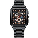 BINBONG B6575 Herren Vintage Quadrat Multifunktionale Wasserdichte Leuchtende Quarzuhr, Schwarz-Roségold-Schwarz-Rosé, Schwarz-Schwarz-Schwarz-Weiß, Schwarz-Schwarz-Schwarz-Rosé, Vollgold-Schwarz, Weiß-Schwarz, Weiß-Weiß, Braun Leder-Roségold-Schwarz