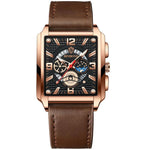 BINBONG B6575 Herren Vintage Quadrat Multifunktionale Wasserdichte Leuchtende Quarzuhr, Schwarz-Roségold-Schwarz-Rosé, Schwarz-Schwarz-Schwarz-Weiß, Schwarz-Schwarz-Schwarz-Rosé, Vollgold-Schwarz, Weiß-Schwarz, Weiß-Weiß, Braun Leder-Roségold-Schwarz