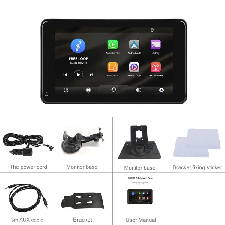 A3135 7 Inches HD Wired Smart Screen With Wireless CarPlay + Android Auto + Android, Without Camera, With Camera