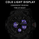 SMAEL 8008 Outdoor Sport Multifunktionale Wasserdichte Leuchtende Herrenuhr, Rot, Schwarz, Orange, Leuchtgrün, Tiefblau, Grasgrün, Schwarz Gold, Roségold, Schwarz Blau