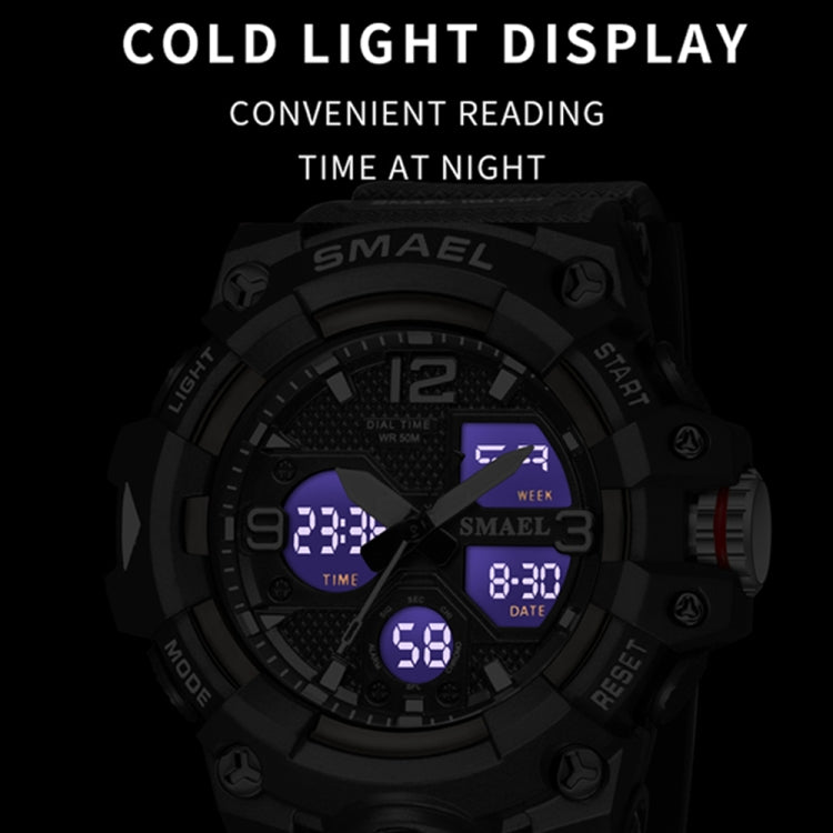 SMAEL 8008 Outdoor Sport Multifunktionale Wasserdichte Leuchtende Herrenuhr, Rot, Schwarz, Orange, Leuchtgrün, Tiefblau, Grasgrün, Schwarz Gold, Roségold, Schwarz Blau