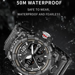 SMAEL 8008 Outdoor Sport Multifunktionale Wasserdichte Leuchtende Herrenuhr, Rot, Schwarz, Orange, Leuchtgrün, Tiefblau, Grasgrün, Schwarz Gold, Roségold, Schwarz Blau