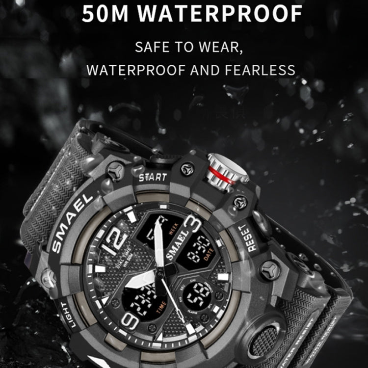 SMAEL 8008 Outdoor Sport Multifunktionale Wasserdichte Leuchtende Herrenuhr, Rot, Schwarz, Orange, Leuchtgrün, Tiefblau, Grasgrün, Schwarz Gold, Roségold, Schwarz Blau