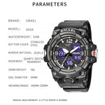SMAEL 8008 Outdoor Sport Multifunktionale Wasserdichte Leuchtende Herrenuhr, Rot, Schwarz, Orange, Leuchtgrün, Tiefblau, Grasgrün, Schwarz Gold, Roségold, Schwarz Blau