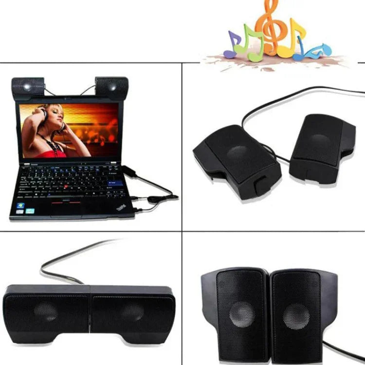 Mini Clip-On USB Stereo-Lautsprecher Soundbar für Notebook Laptop PC Desktop Tablet, Mini Clip-On