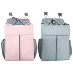 Baby-Bett-Organizer Neugeborenen-Babybett-Windelaufbewahrung Hängebeutel Nachttischregaltasche, Leinen Grau, Leinen Rosa