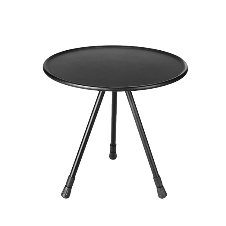 Outdoor-Klapptisch aus Aluminiumlegierung, klein, rund, tragbar, höhenverstellbar, Campingtisch, Schwarz, Holzfarben