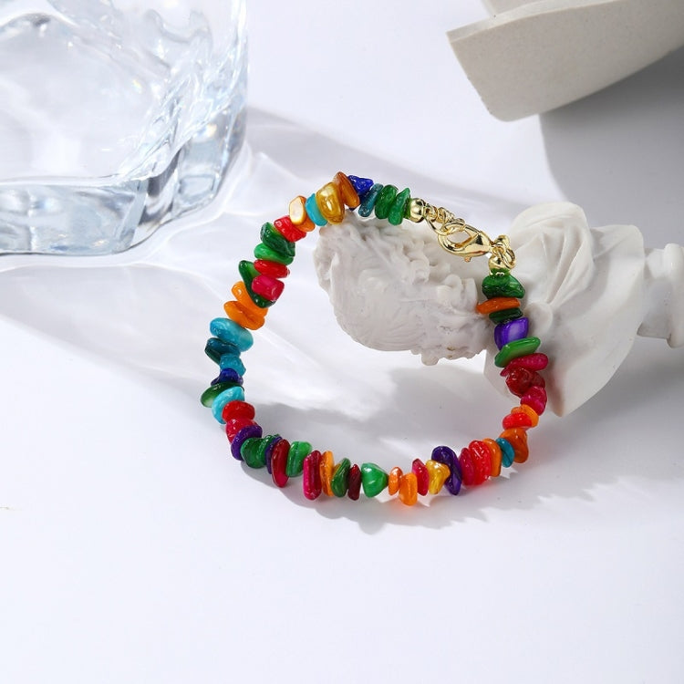 Damen Boho Natürliche Kieselstein Perlen Armband Fußkettchen