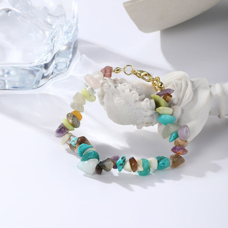 Damen Boho Natürliche Kieselstein Perlen Armband Fußkettchen