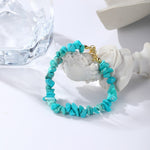 Damen Boho Natürliche Kieselstein Perlen Armband Fußkettchen