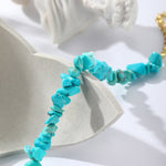 Damen Boho Natürliche Kieselstein Perlen Armband Fußkettchen