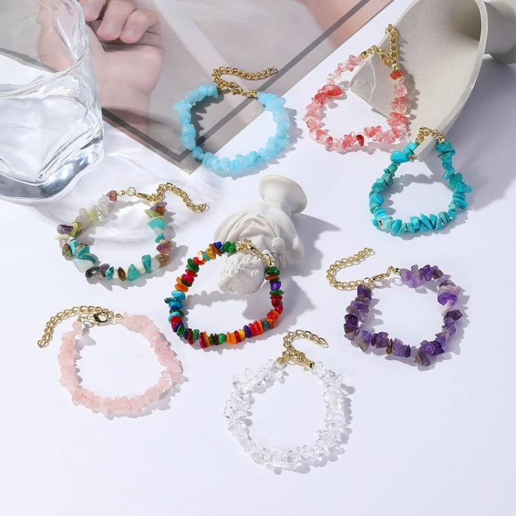 Damen Boho Natürliche Kieselstein Perlen Armband Fußkettchen