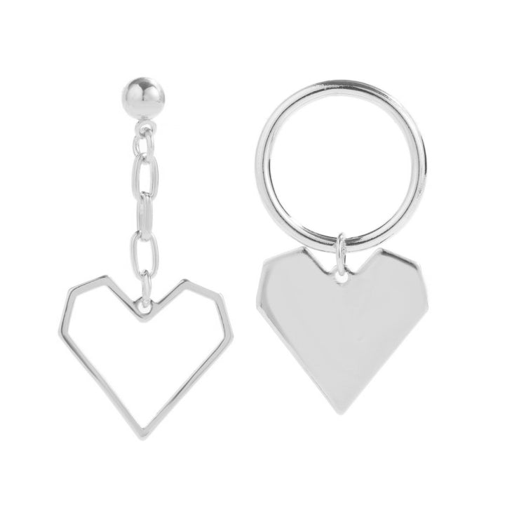 Liebe Silber Nadel Ohrringe Einfache Ohrringe, E2109-12 Lila Diamant, E2109-13 Weißer Diamant, E2112-9 Gold Asymmetrische Liebe, E2112-10 Weiß K Asymmetrische Liebe