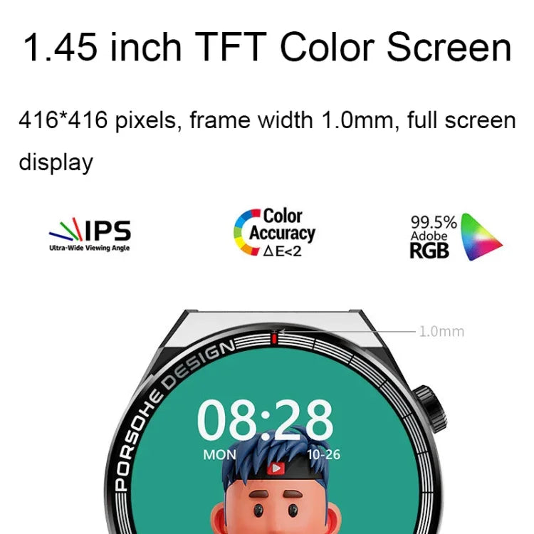 ST5 MAX 1,45 Zoll Smartwatch mit Aufnahmefunktion, wasserdicht, Sportfunktion, Sprachausgabe und Anruffunktion