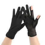 1pair Summer Sunscreen Breathable Thin Anti-ultraviolet Finger Fishing Ice Silk Gloves, Free Size