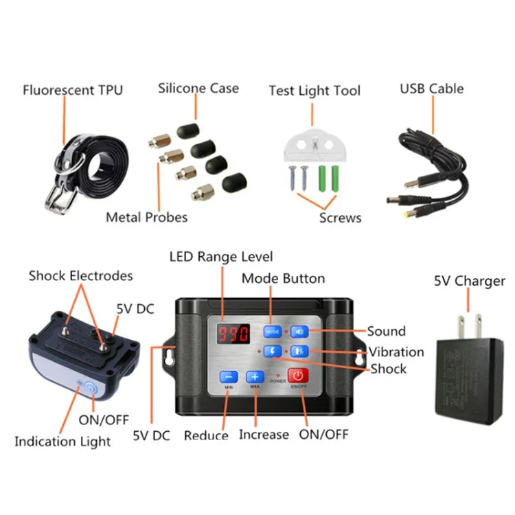 Kabelloser elektronischer Haustierzaun für den Außenbereich mit reflektierendem Halsband für die Nacht, Spezifikation: 1 für 1, 1 für 2, 1 für 3
