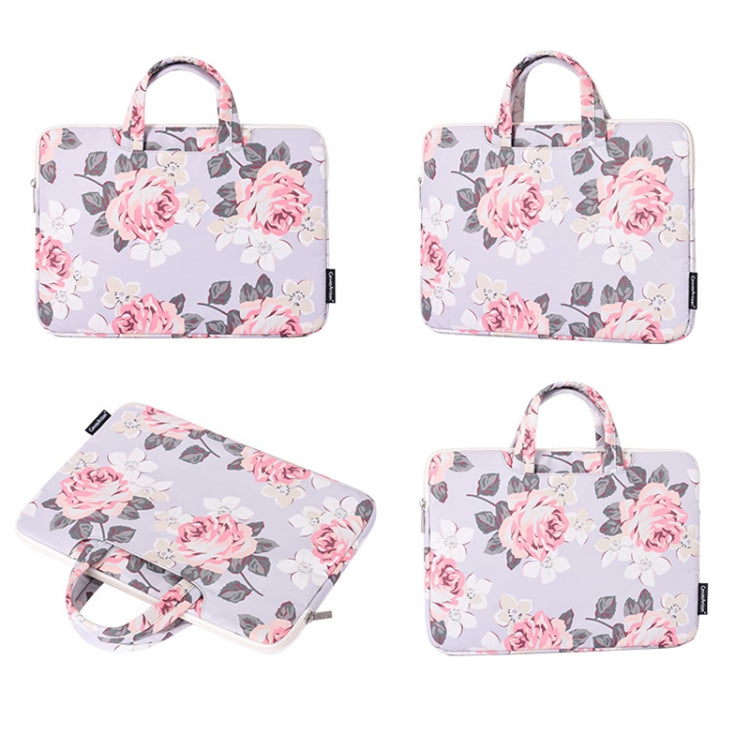 H40-B01 Laptop-Tasche mit Weißem Rosenmuster, Computerschutzhülle mit Griff, 12 Zoll, 13 Zoll, 14 Zoll, 15 Zoll