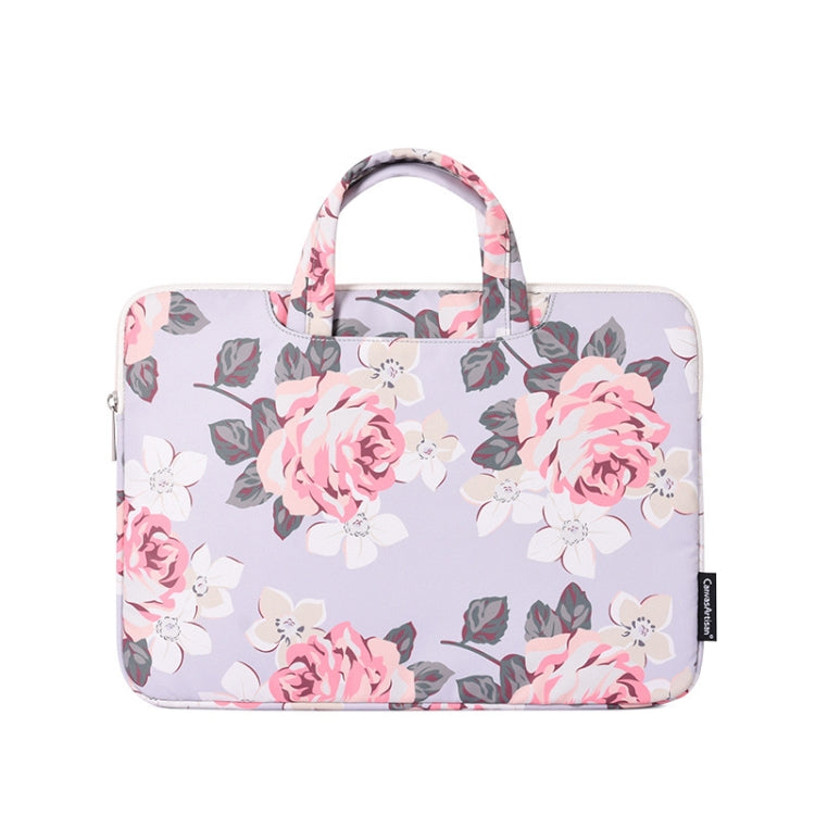 H40-B01 Laptop-Tasche mit Weißem Rosenmuster, Computerschutzhülle mit Griff, 12 Zoll, 13 Zoll, 14 Zoll, 15 Zoll