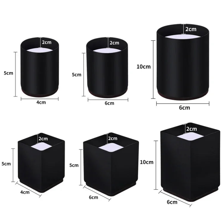 2pcs/set Furniture Carbon Steel Wraparound Heightening Foot Pad, Style:, Round 4x5cm (Black), Round 4x5cm (Brown), Round 6x5cm (Black), Round 6x5cm (Brown), Round 6x10cm (Black), Round 6x10cm (Brown), Square 4x5cm (Black), Square 4x5cm (Brown)         ...