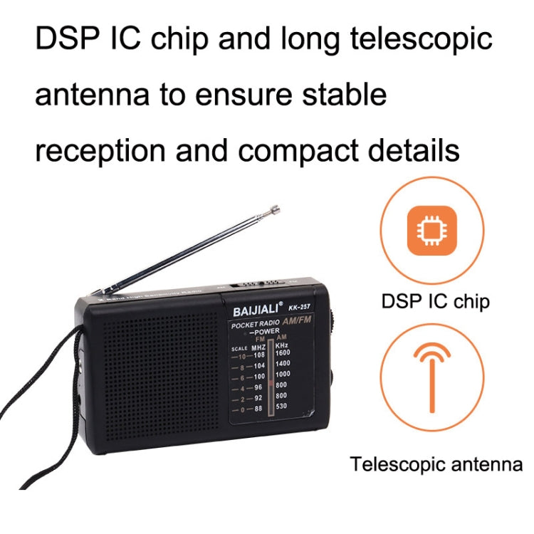 BAIJIALI BJL228 Retro Tragbares Zwei-Band FM AM Radio Eingebauter Lautsprecher, BJL228 Weiß, BJL228 Schwarz