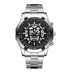 BINBOND S034 30M Wasserdichte Quarzuhr Totenkopf Skelett Leuchtuhr