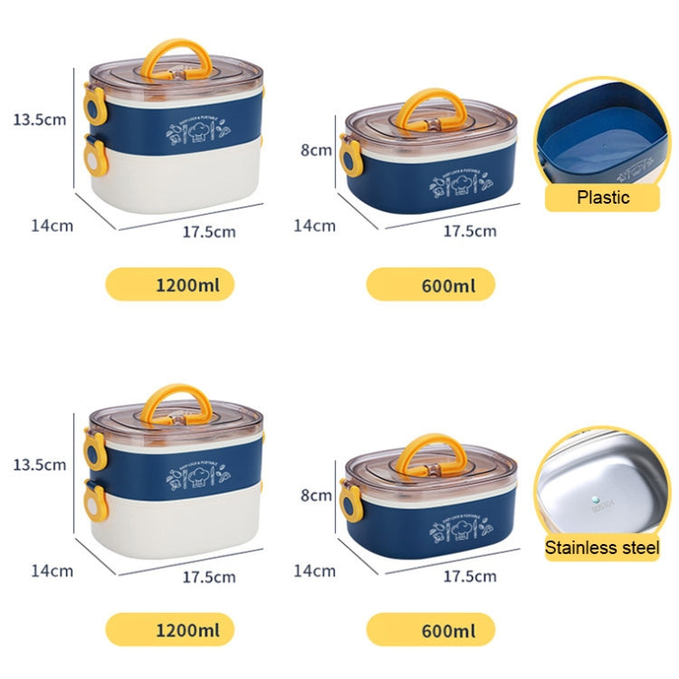 Große ovale Unterteilte Tragbare Isolierte Bürolunchbox, 600ml (Edelstahl Blau), 600ml (Edelstahl Gelb), 600ml (Edelstahl Violett), 1.2L (Edelstahl Gelb), 1.2L (Edelstahl Violett), 600ml (Kunststoff Blau), 600ml (Kunststoff Gelb)