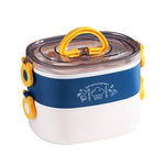 Große ovale Unterteilte Tragbare Isolierte Bürolunchbox, 600ml (Edelstahl Blau), 600ml (Edelstahl Gelb), 600ml (Edelstahl Violett), 1.2L (Edelstahl Gelb), 1.2L (Edelstahl Violett), 600ml (Kunststoff Blau), 600ml (Kunststoff Gelb)