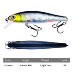 HENGJIA MI160 8,8cm 9g Schwimmender Wasser Minnow Kunstköder, 1, 2, 3, 4, 5, 6, 7, 8, 9, 10, 10 Farben, 10 Farbige Box