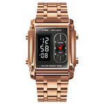 SKMEI 1868 Wasserdichte Herrenuhr mit quadratischer Doppelanzeige, Stil: Stahlband (Schwarz), Lederband (Schwarz), Stahlband (Roségold), Lederband (Roségold), Stahlband (Gold), Lederband (Gold), Stahlband (Silber), Lederband (Silber)