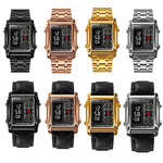 SKMEI 1868 Square Double Display Waterproof Men Watch, Style:, Steel Belt (Rose Gold), Leather Belt (Rose Gold)