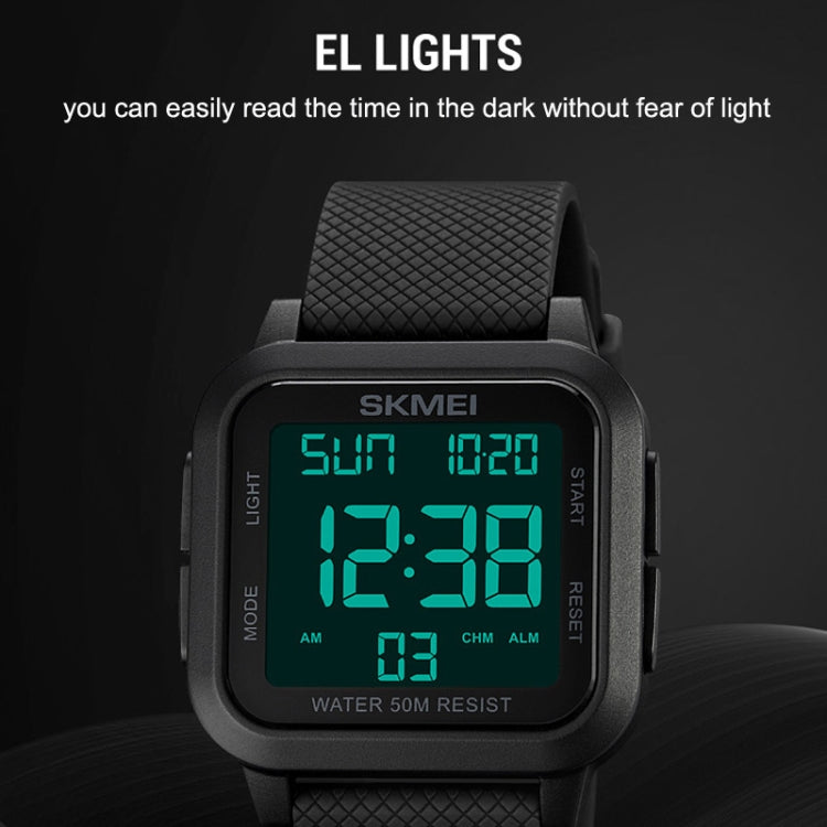 SKMEI 1894 Quadratische Sport-wasserdichte Schüleruhr, einfach, multifunktional, leuchtend, 1894