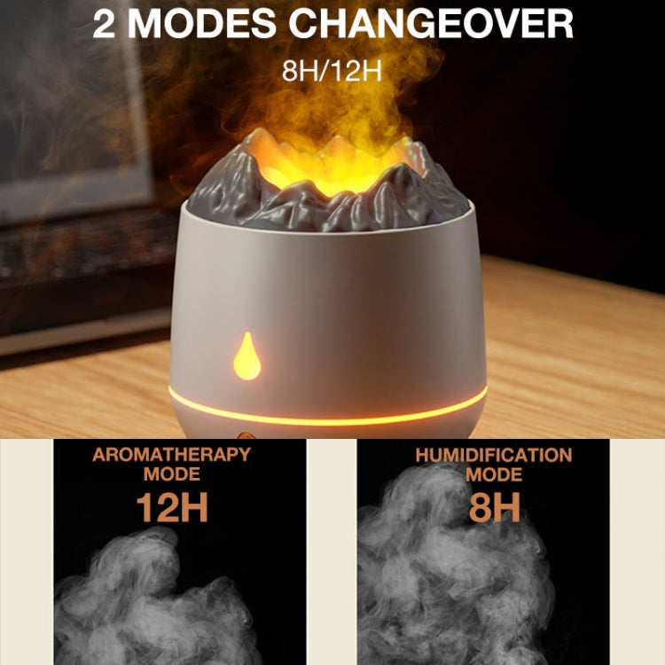 HS01 Simulierter Flammen-Luftbefeuchter Aromatherapiegerät für Zuhause mit Nachtlicht, Simulierte Flamme (Weiß), Simulierte Flamme (Schwarz)