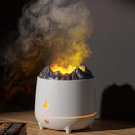 HS01 Simulierter Flammen-Luftbefeuchter Aromatherapiegerät für Zuhause mit Nachtlicht, Simulierte Flamme (Weiß), Simulierte Flamme (Schwarz)