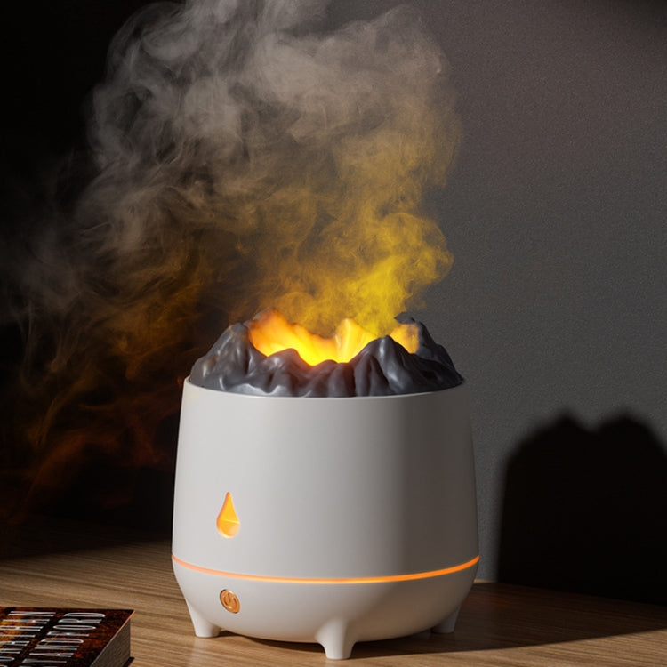 HS01 Simulierter Flammen-Luftbefeuchter Aromatherapiegerät für Zuhause mit Nachtlicht, Simulierte Flamme (Weiß), Simulierte Flamme (Schwarz)