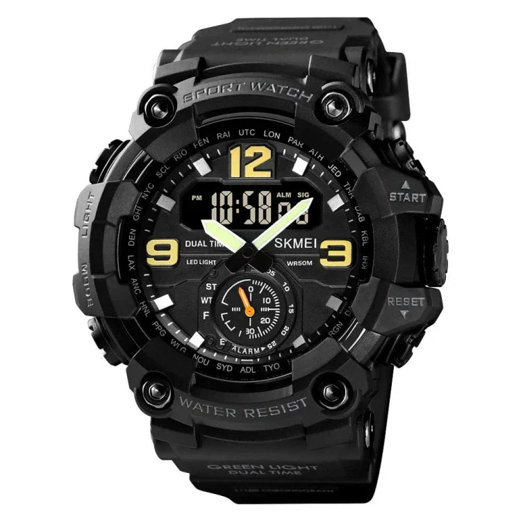 SKMEI 1637 Sport Digitalanzeige Outdoor Stoßfeste Herrenuhr aus Kunststoff mit großem Zifferblatt, Schwarz, Armeegrün, Blaue Tarnung, Armeegrüne Tarnung, Grau-Schwarz