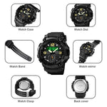 SKMEI 1637 Sport Digitalanzeige Outdoor Stoßfeste Herrenuhr aus Kunststoff mit großem Zifferblatt, Schwarz, Armeegrün, Blaue Tarnung, Armeegrüne Tarnung, Grau-Schwarz