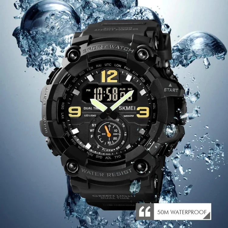 SKMEI 1637 Sport Digitalanzeige Outdoor Stoßfeste Herrenuhr aus Kunststoff mit großem Zifferblatt, Schwarz, Armeegrün, Blaue Tarnung, Armeegrüne Tarnung, Grau-Schwarz