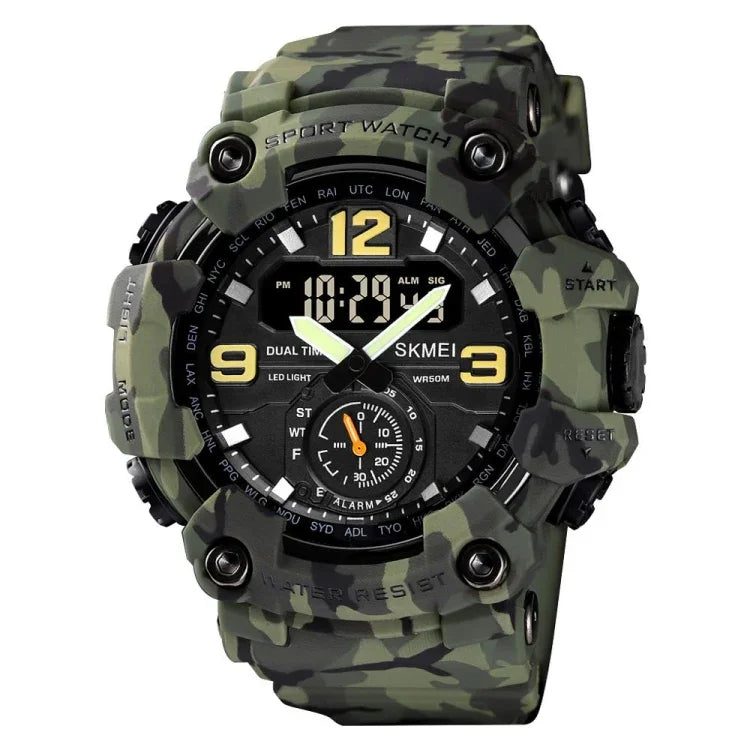 SKMEI 1637 Sport Digitalanzeige Outdoor Stoßfeste Herrenuhr aus Kunststoff mit großem Zifferblatt, Schwarz, Armeegrün, Blaue Tarnung, Armeegrüne Tarnung, Grau-Schwarz