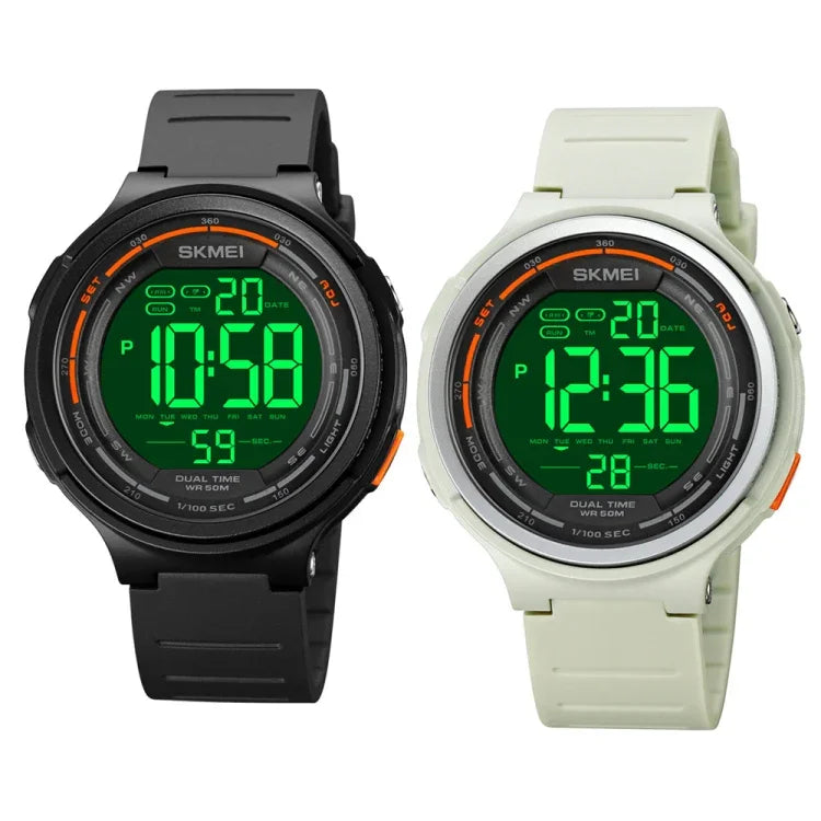 SKMEI 1841 Outdoor Sport Schüler Wasserdichte Leuchtende Countdown-Uhr, 1841 Schwarz, 1841 Hellgrau