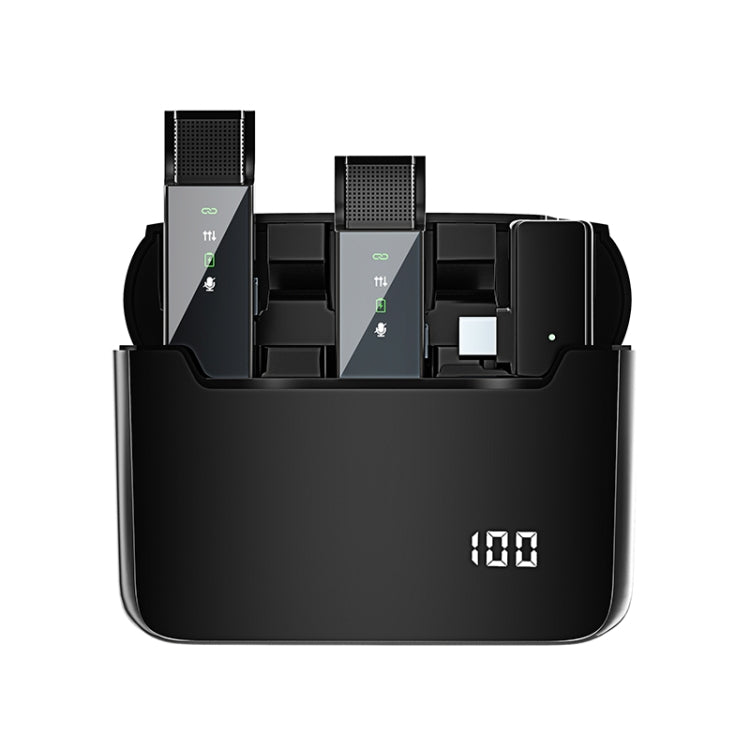 Digitales Display Drahtloses Lavalier-Mikrofon mit Ladefach, Spezifikation:, S16-S Eins zu Zwei Schwarz USB-C/Type-C Schnittstelle, S16-S Eins zu Zwei Schwarz 8-Pin Schnittstelle