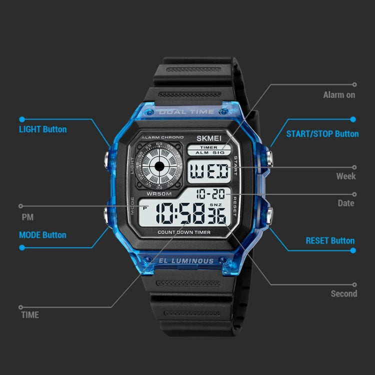 SKMEI 1998 Transparente Hülle Eissensor Outdoor-Sport Wasserdichte Multifunktionsuhr, 1998 Weiß, 1998 Schwarz