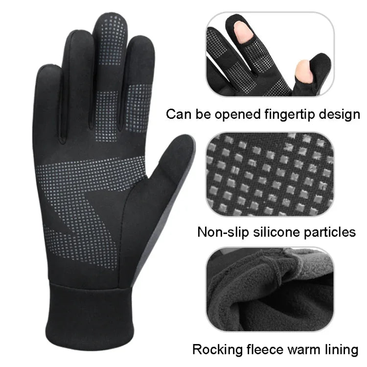 Touch Screen Anti-slip Waterproof Outdoor Sports Warm Cycling Gloves, S, M, L, XL