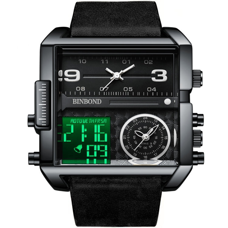 BINBOND B3332 Quadratische Multifunktionale Sport Quarz Wasserdichte Uhr