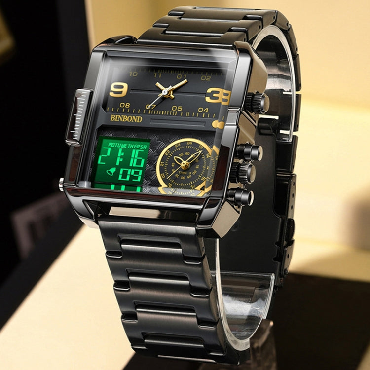 BINBOND B3332 Quadratische Multifunktionale Sport Quarz Wasserdichte Uhr