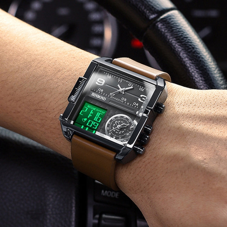 BINBOND B3332 Quadratische Multifunktionale Sport Quarz Wasserdichte Uhr
