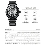 BINBOND B7872 Multifunktionale Hohl Leuchtende Wasserdichte Quarzuhr, Schwarz Stahl-Schwarz-Weiß, Weiß Stahl-Schwarz-Weiß, Vollgold-Schwarz-Gold, Schwarzes Leder-Schwarz-Schwarz, Schwarzes Leder-Weiß-Schwarz, Schwarzes Leder-Vollgold-Schwarz