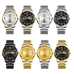 BINBOND B2077 30M Wasserdichte Quarz Leuchtende Uhr Schmetterlingsschließe Herren Stahlband Uhr
